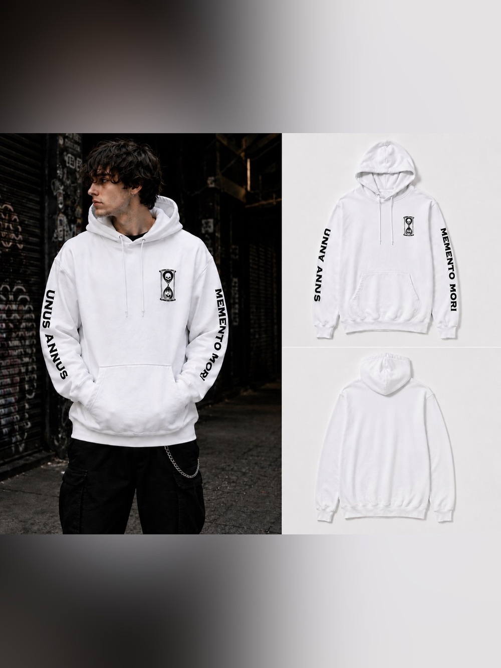 Unus Annus The End Heavyweight White Memento Mori Hoodie 2XL